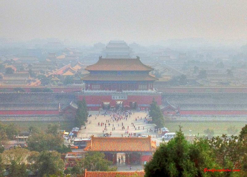 View of Forbidden City obscured by air pollution